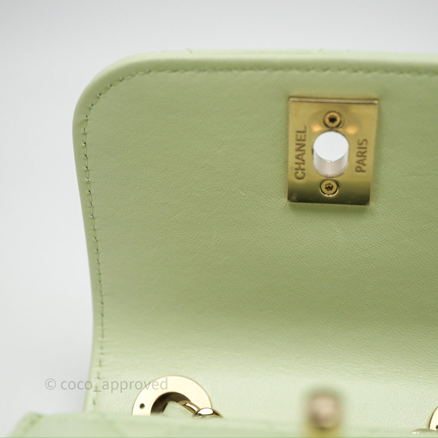 Chanel Mini Quilted Trendy CC Clutch With Chain Green Lambskin Gold Hardware