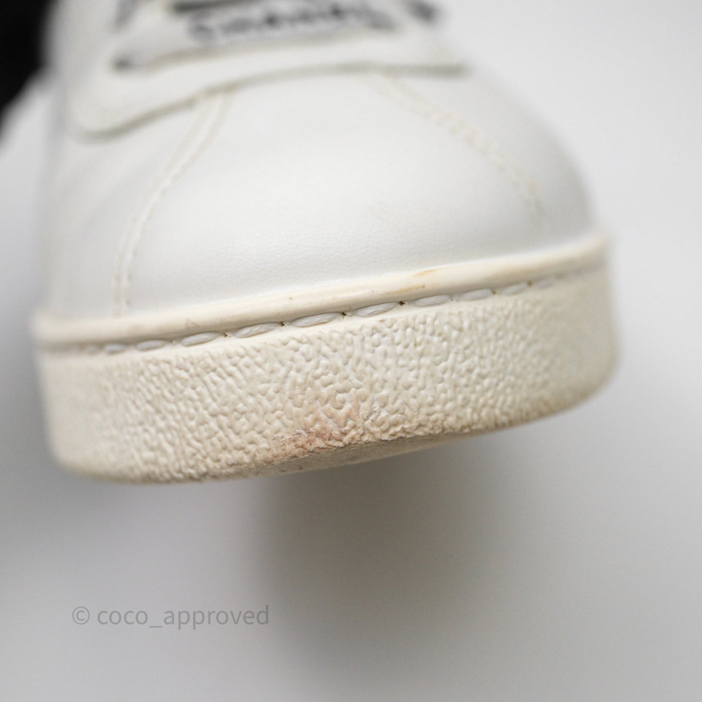 Chanel Logo Pull Tab Lace-up Sneakers White & Black Size 37.5