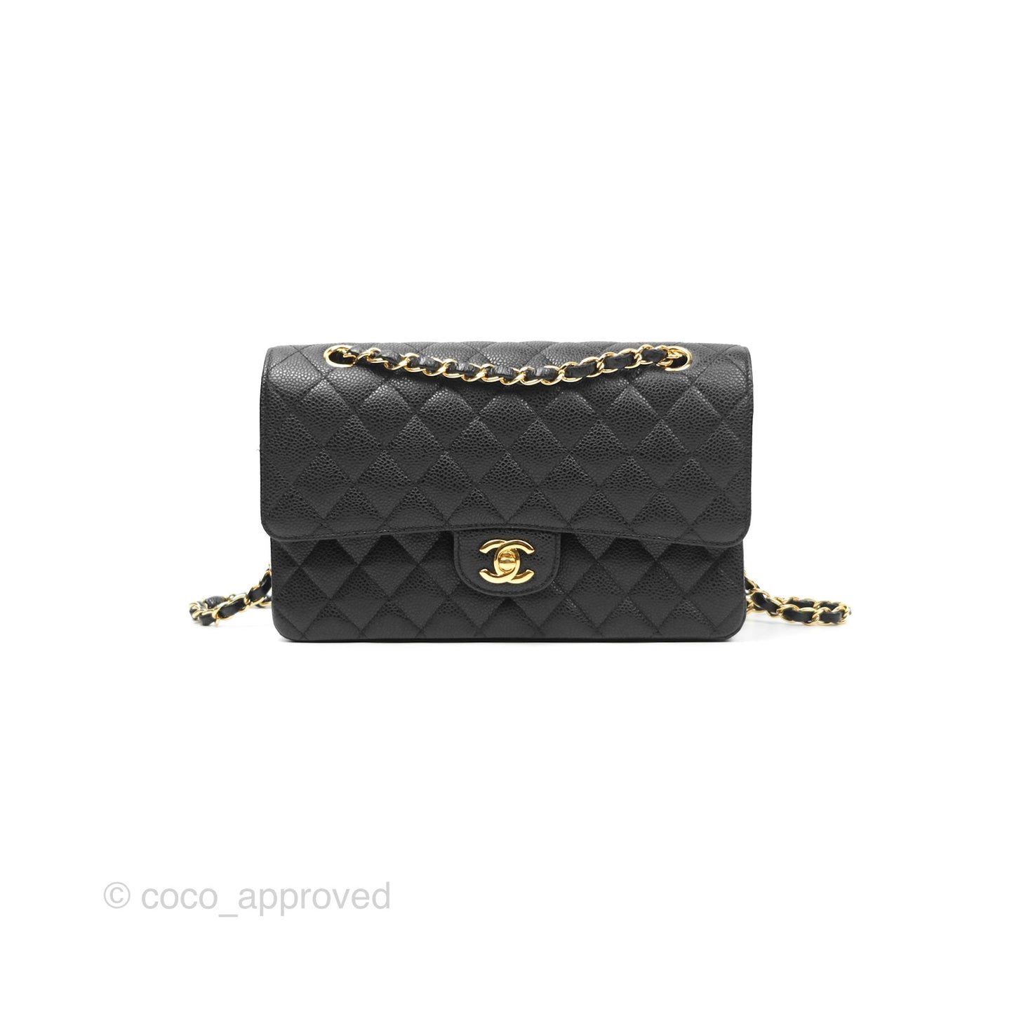 Chanel Classic M/L Medium Flap Quilted Black Caviar Gold Hardware