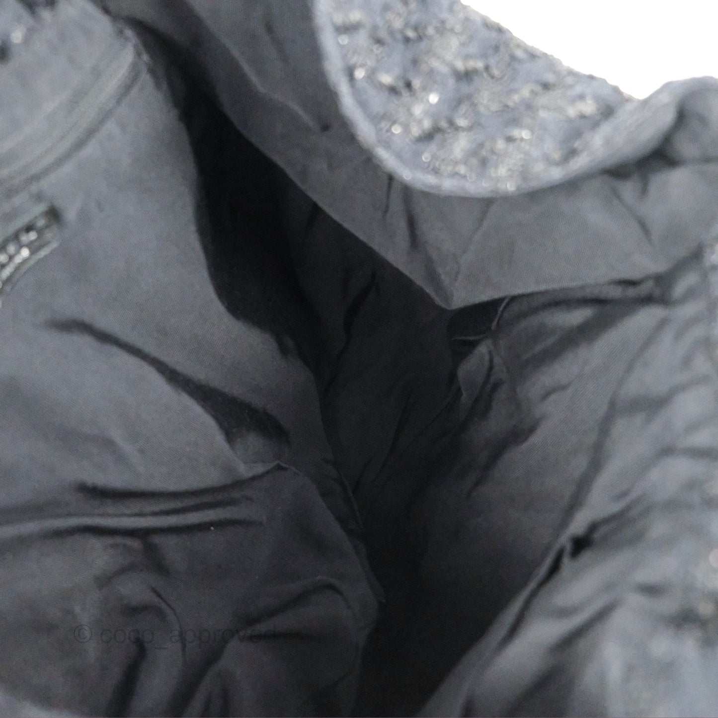 Chanel Tweed Boucle Knitting Bag Black Silver Hardware