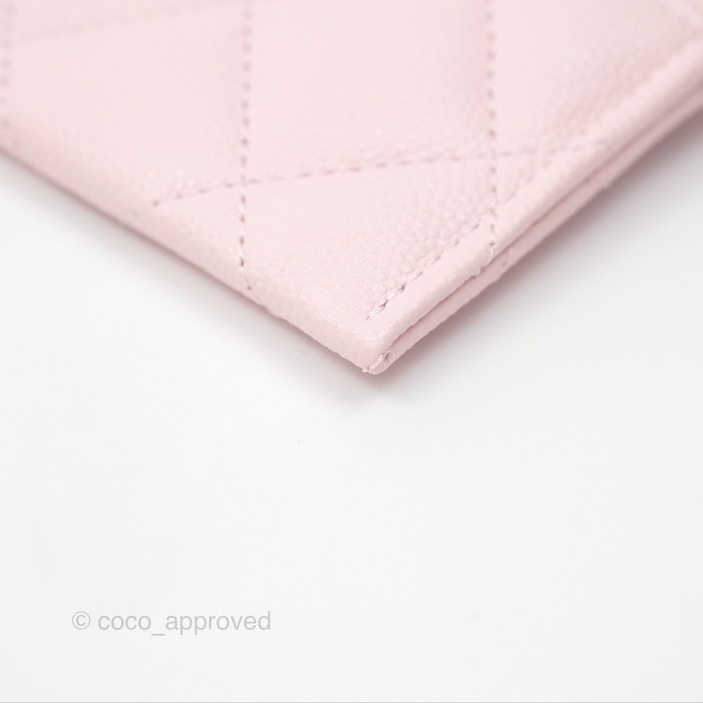 Chanel Quilted Flat Card Holder Light Pink Caviar