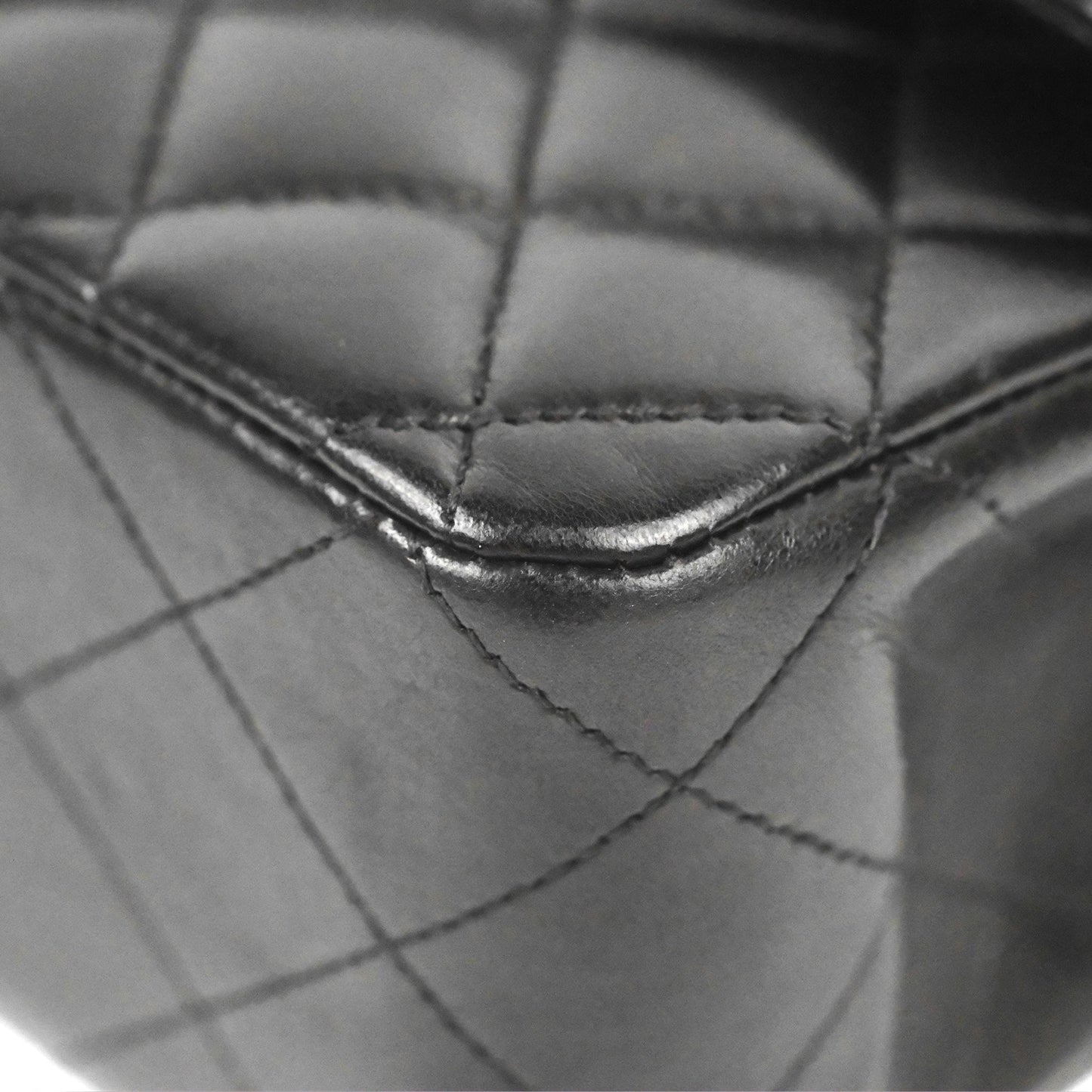 Chanel Classic M/L Medium Flap Quilted Black Lambskin Silver Hardware