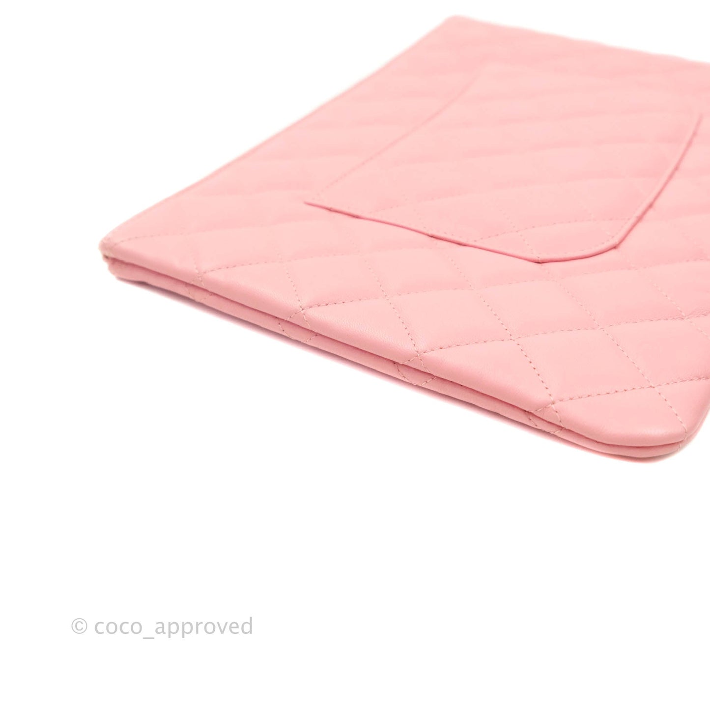 Chanel Quilted Medium O Case Pink Lambskin Aged Gold Hardware