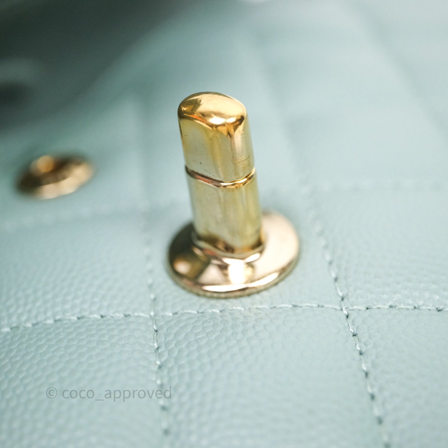 Chanel Small Quilted Classic Flap Tiffany Green Cavier Gold Hardware