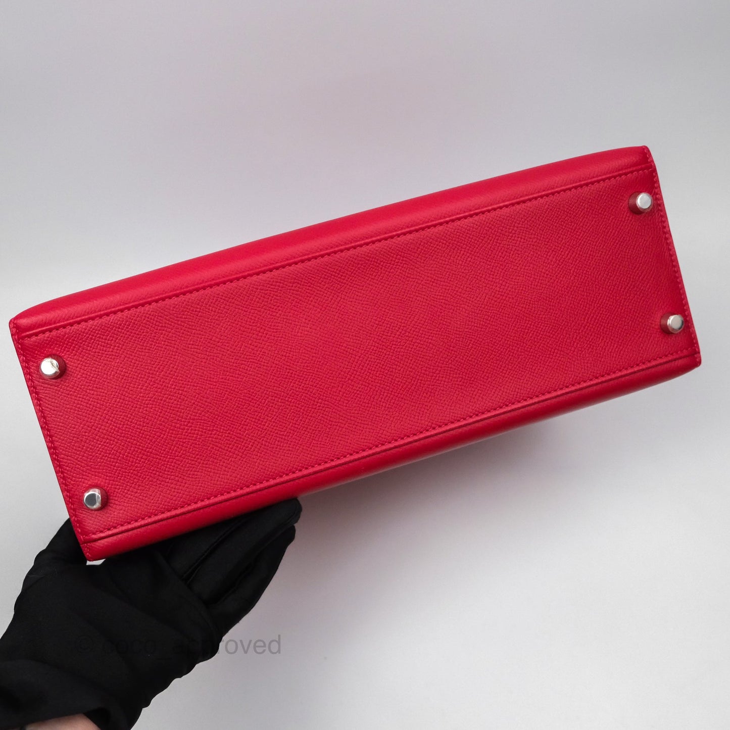 Hermès Kelly 32 Sellier Rouge Casaque Q5 Epsom Palladium Hardware