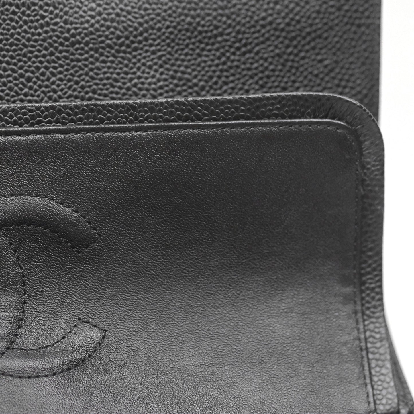 Chanel Classic M/L Medium Flap Quilted Black Caviar Silver Hardware