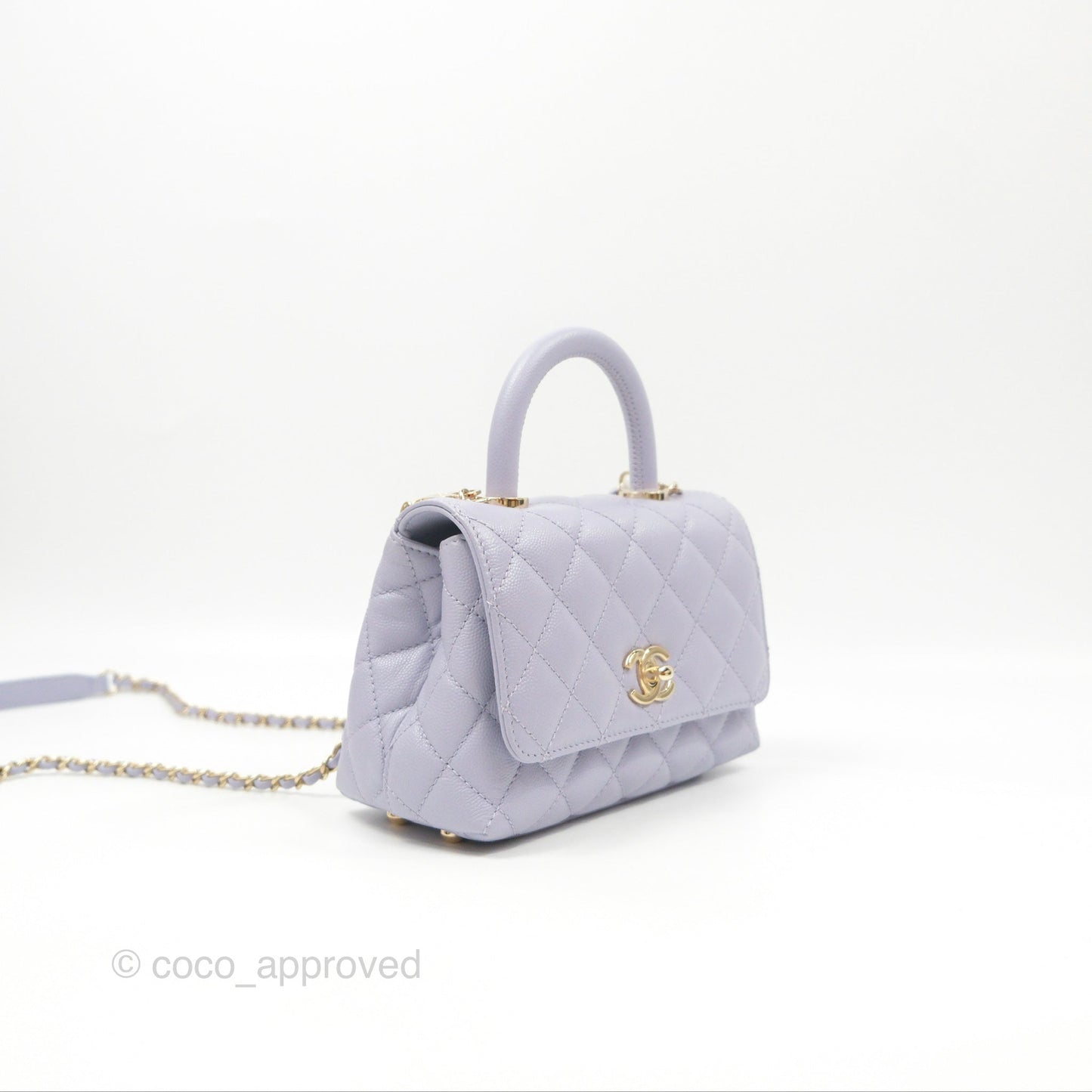 Chanel Mini Coco Handle Lilac Caviar Gold Hardware