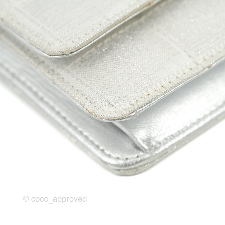 Chanel Vintage Wallet on Chain Silver Ice Cube Fabric