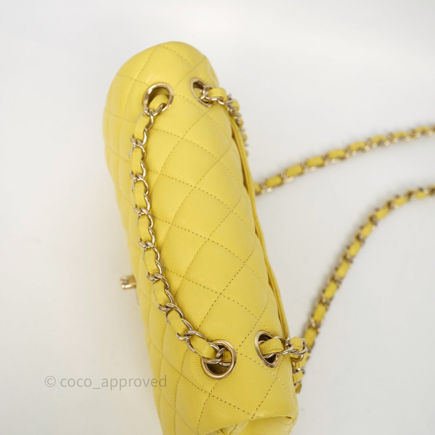 Chanel Small Classic Flap Quilted Yellow Caviar Gold Hardware