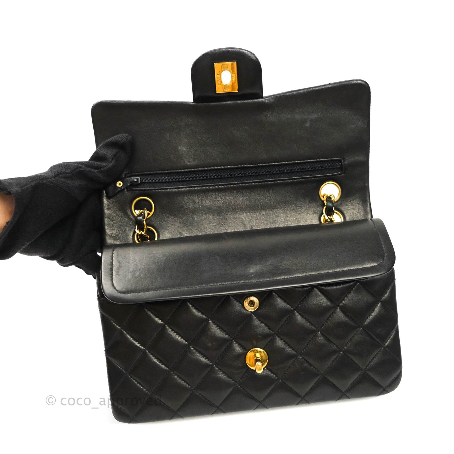 Chanel Classic Vintage Small S/M Flap Black Lambskin 24K Gold Hardware