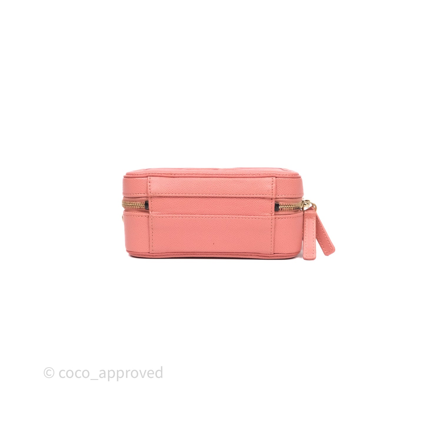 Chanel Quilted Small CC Filigree Vanity Case Pink Caviar Aged Gold Hardware