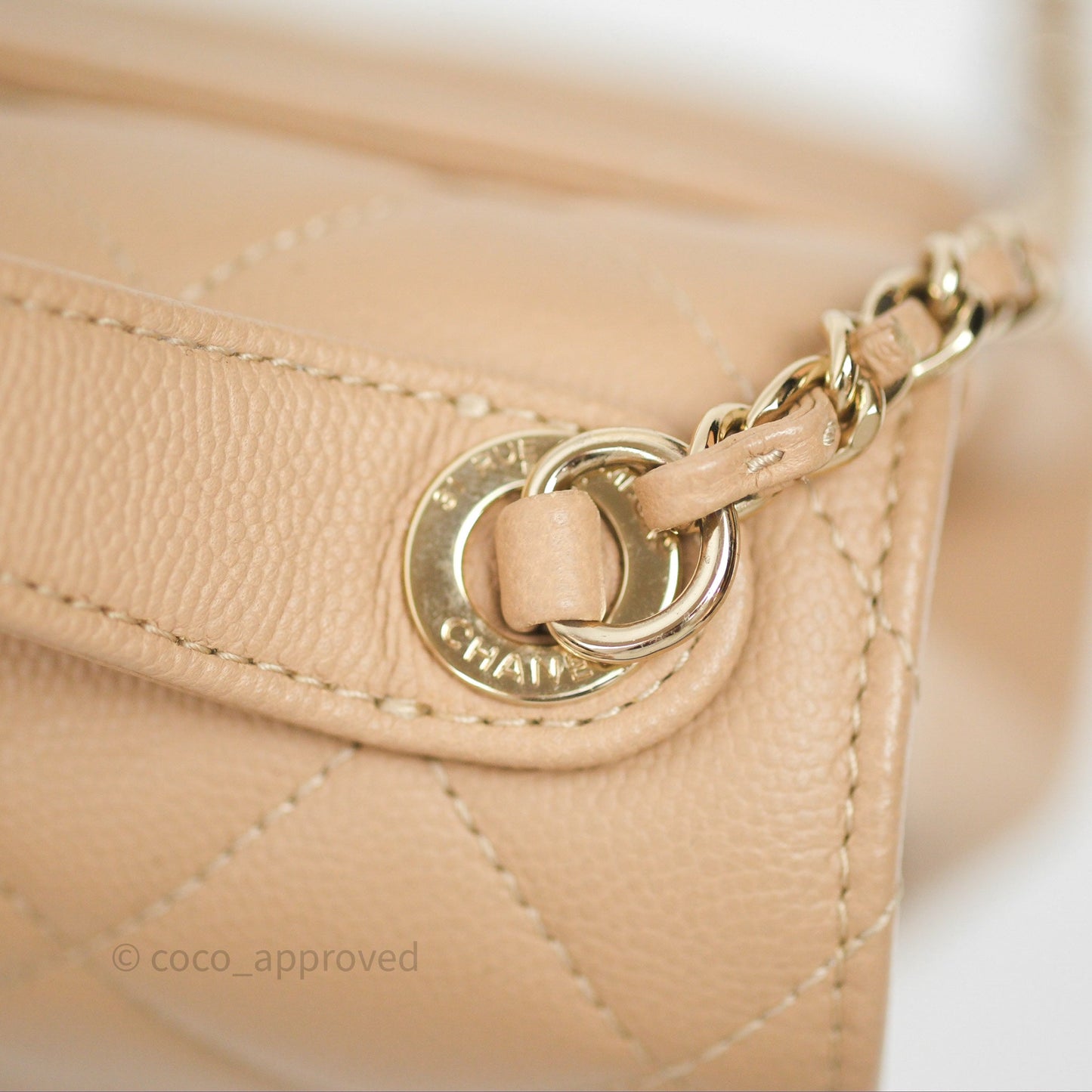 Chanel Quilted Small Business Affinity Flap Beige Caviar Gold Hardware