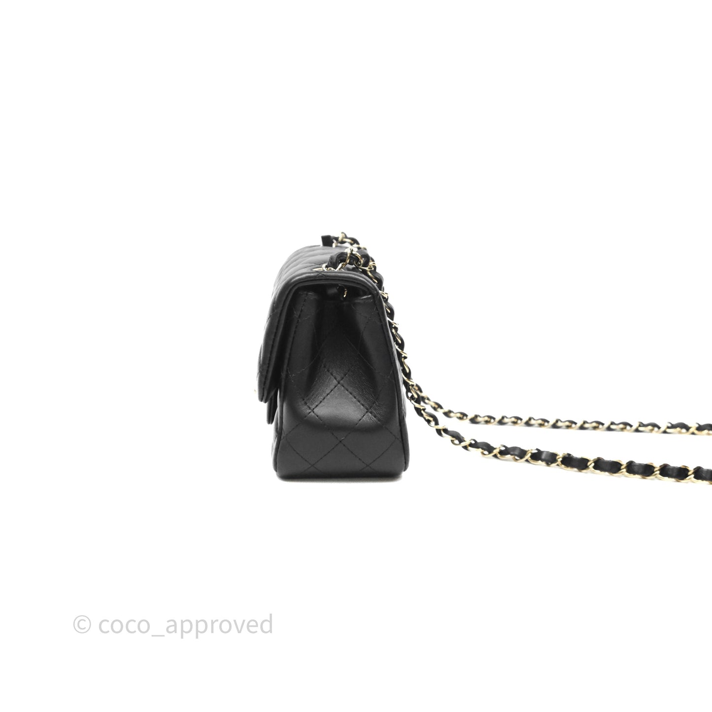 Chanel Mini Square Quilted Black Lambskin Gold Hardware