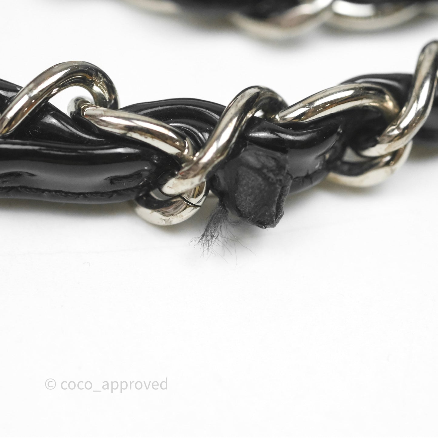 Chanel Classic M/L Medium Flap Quilted Black Patent Silver Hardware