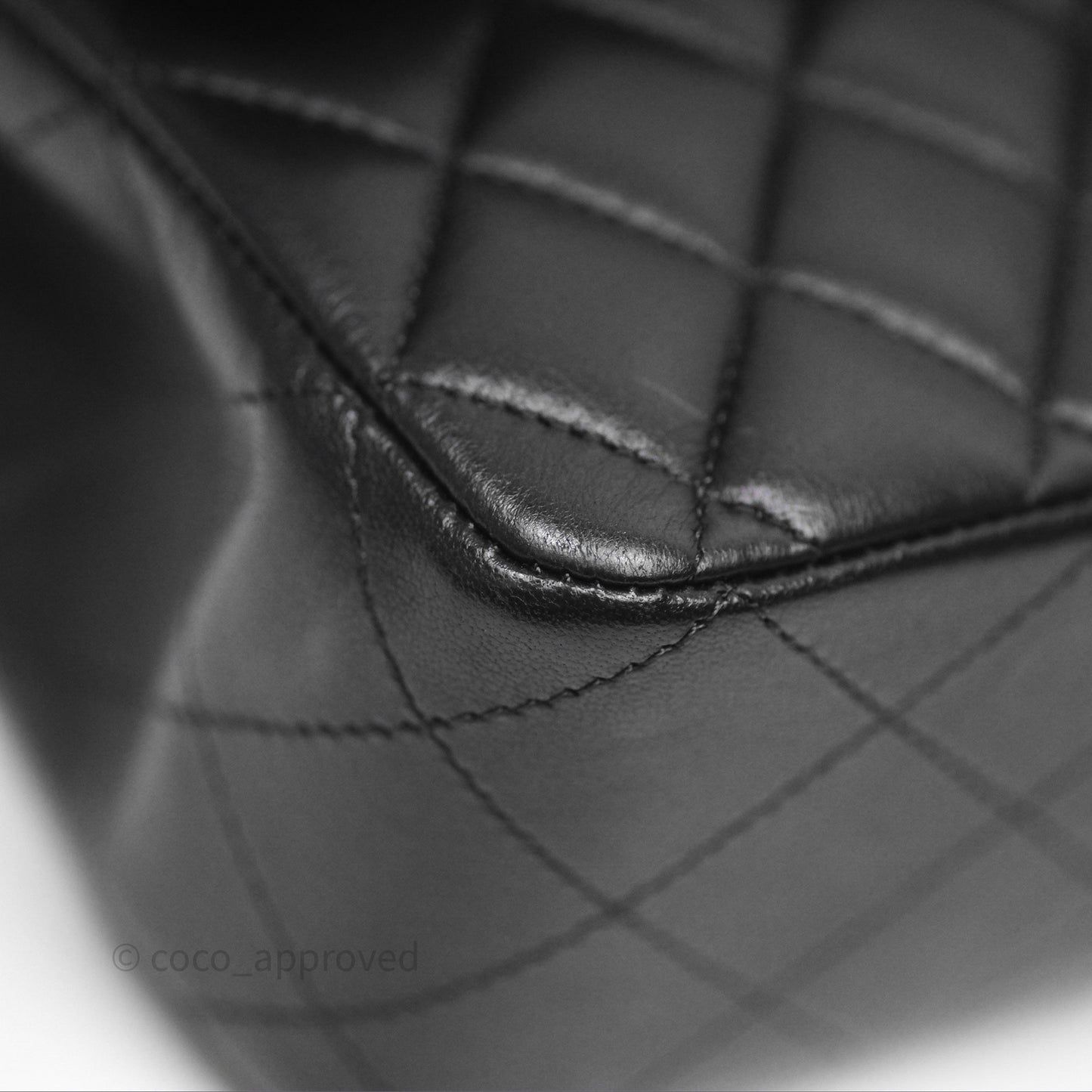 Chanel Classic M/L Medium Flap Quilted Black Lambskin Silver Hardware