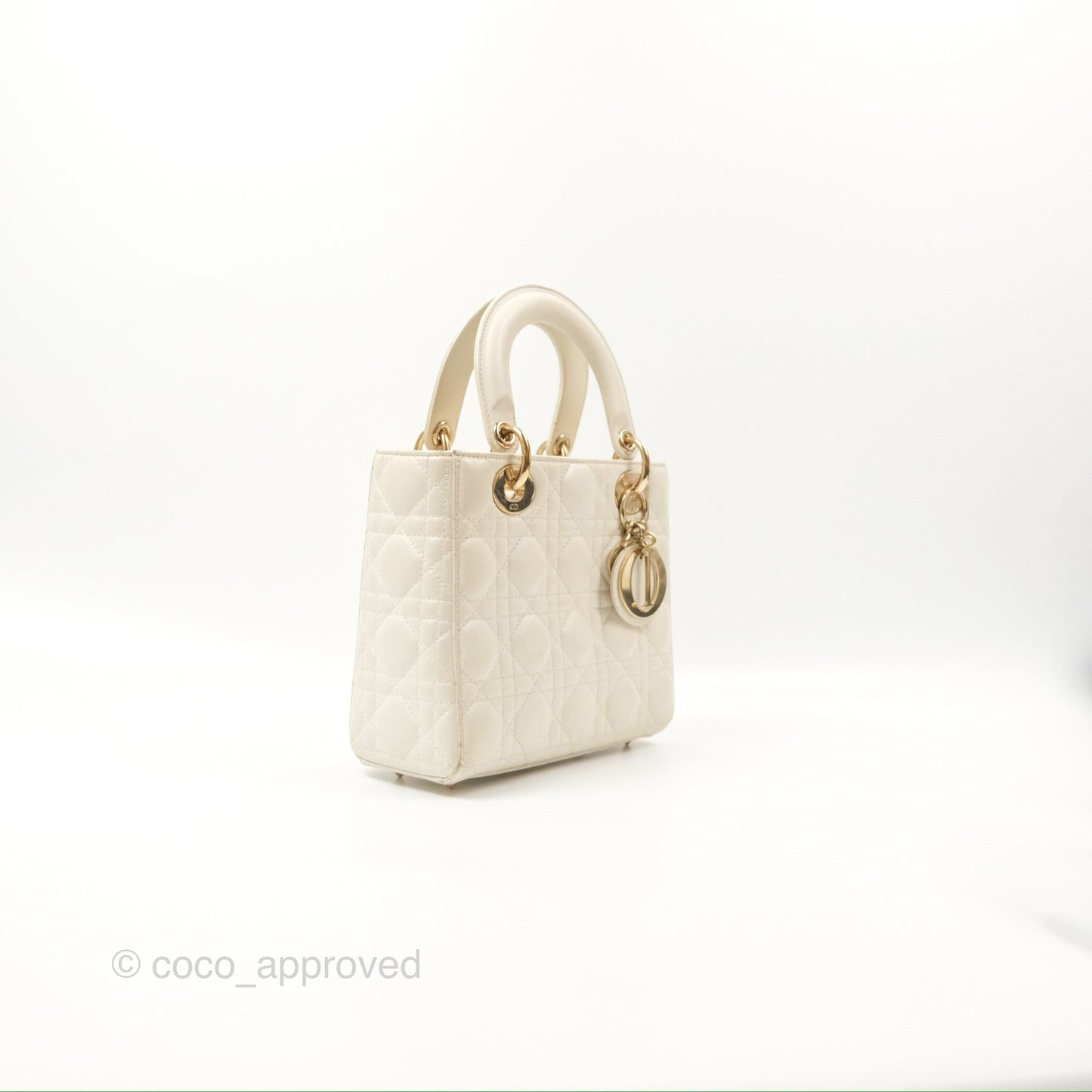 Christian Dior My ABCDior Lady Dior White Cannage Lambskin Gold Hardware