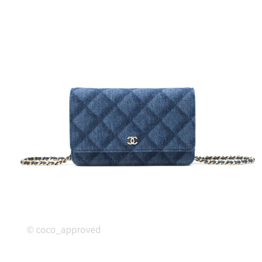 Chanel Quilted Classic Wallet on Chain WOC Denim Gold Hardware