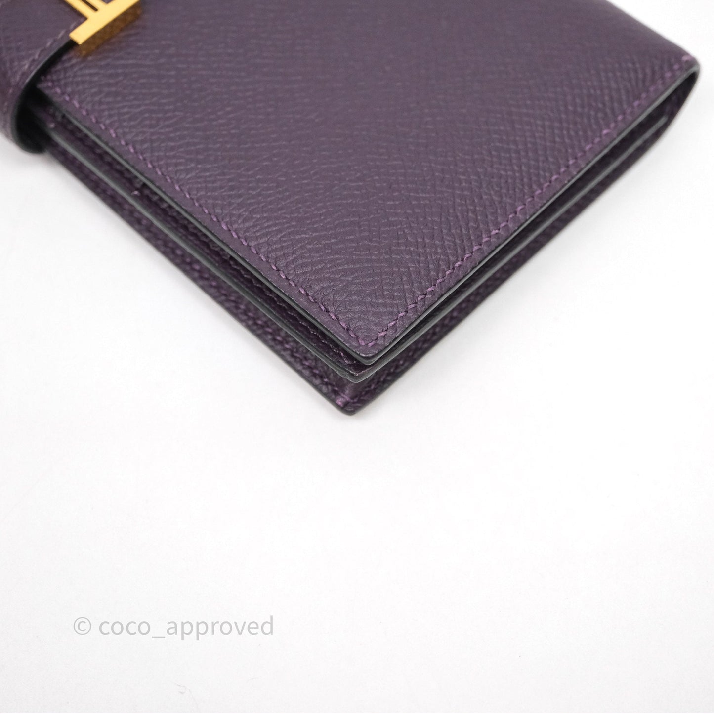Hermès Bearn Soufflet Wallet Raisin 59 Epsom Gold Hardware
