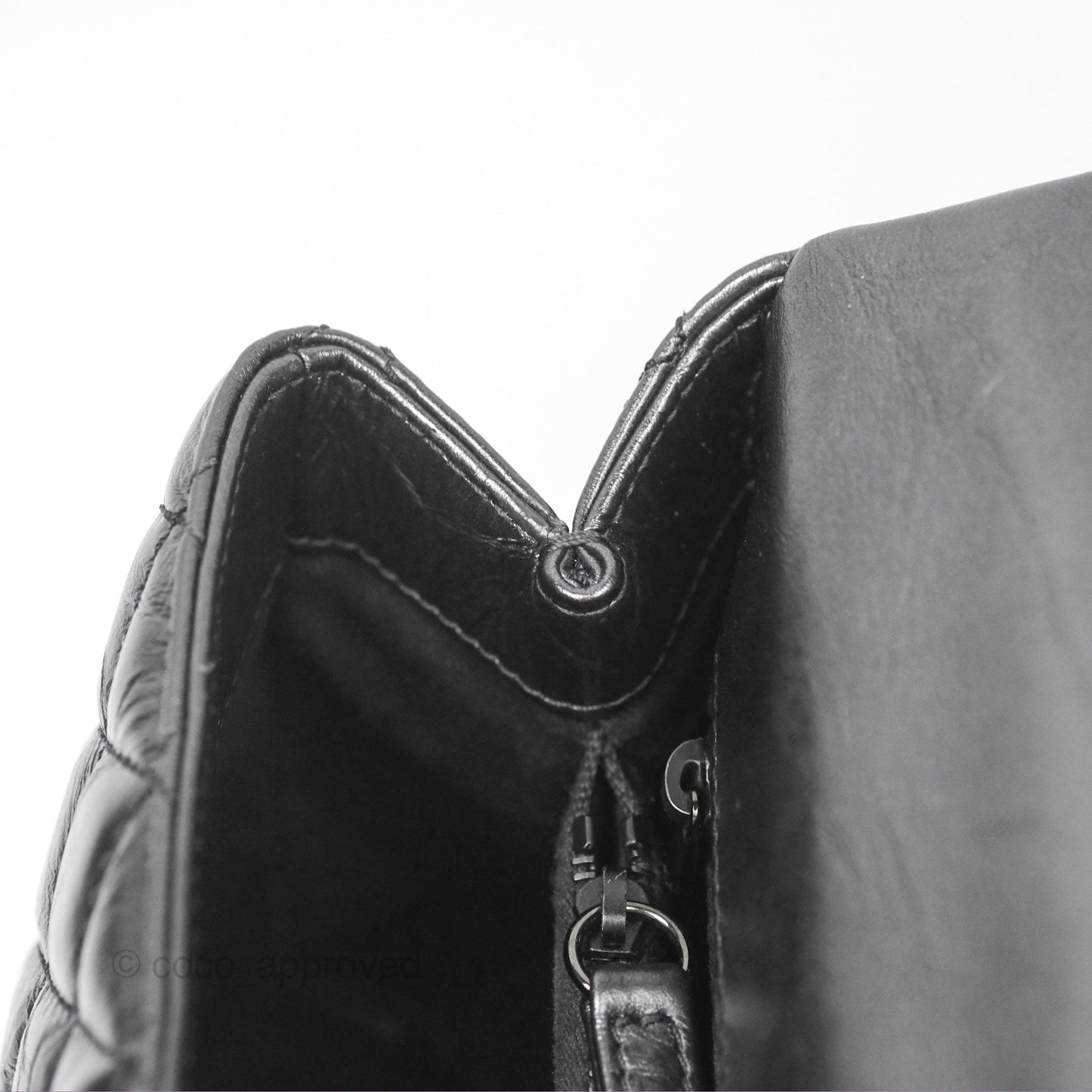 Chanel Medium Coco Handle Quilted Aged Calfskin Iridescent Dark Grey So Black Hardware