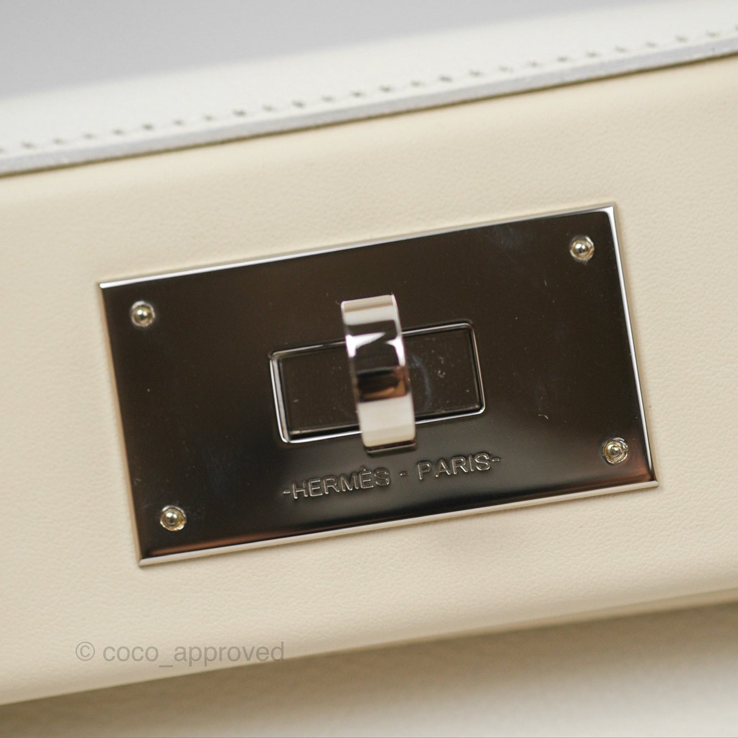 Hermès 24/24 21 Mini Blanc 01/ Nata I2 Evercolor/ Swift Palladium Hardware