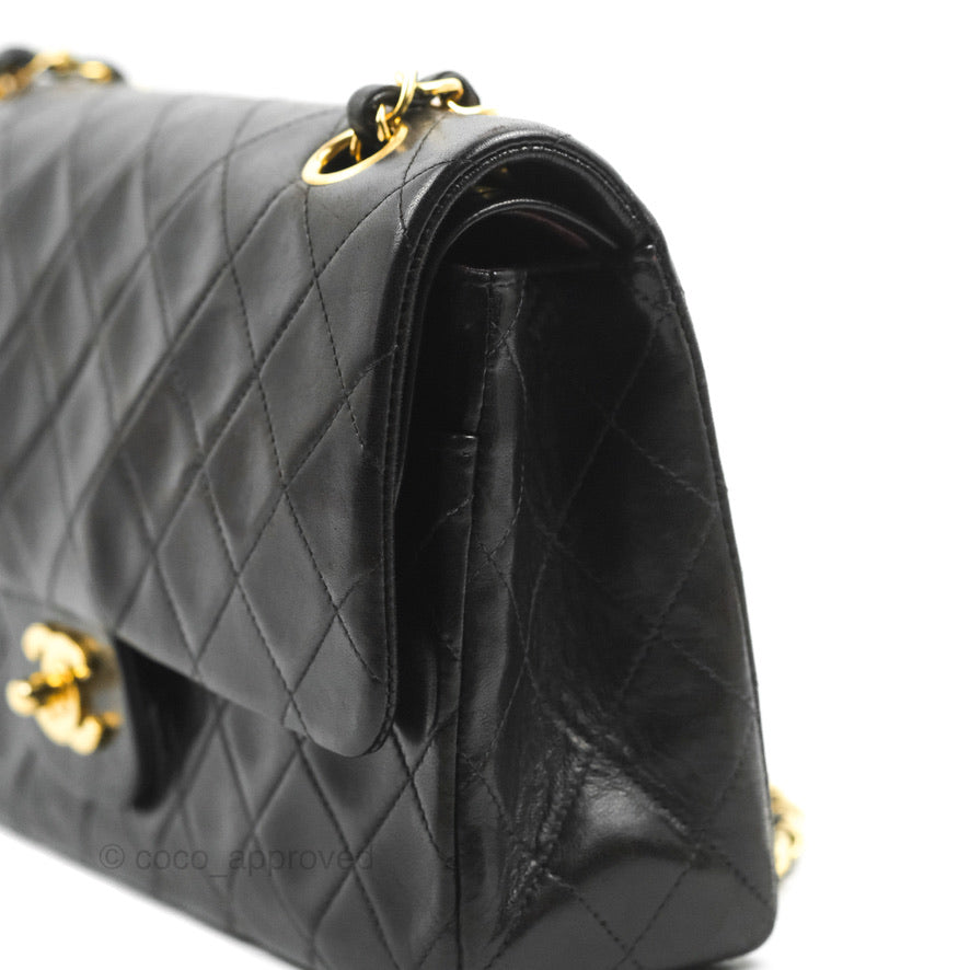 Chanel Classic Vintage Medium Flap Black Lambskin 24K Gold Hardware