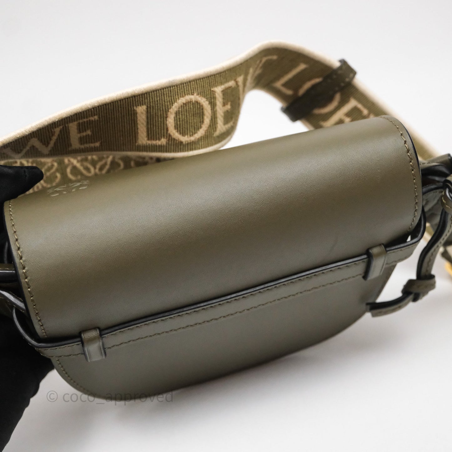 Loewe Mini Gate Dual Bag Soft Calfskin & Jacquard Strap Autumn Green
