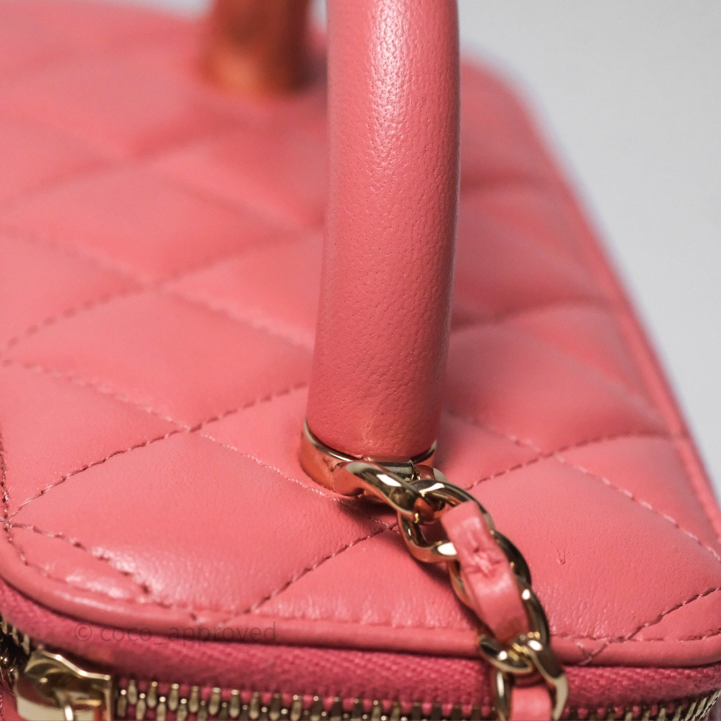 Chanel Vanity Rectangular Top Handle Pink Lambskin Gold Hardware