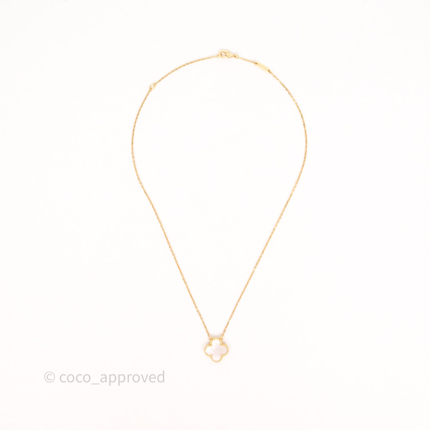 Van Cleef & Arpels Vintage Alhambra Pendant Necklace White Mother-of-pearl Yellow Gold