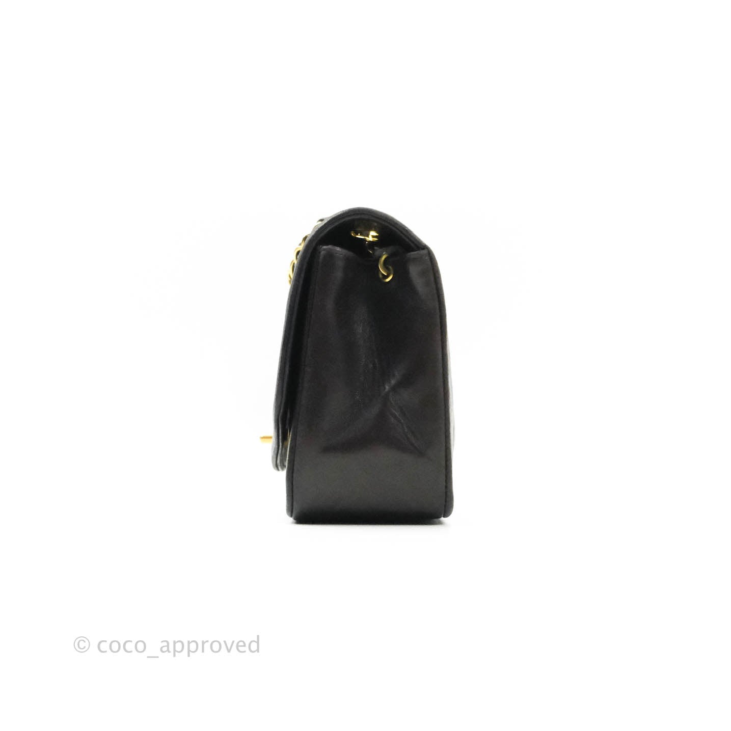Chanel Vintage Classic Small Diana Flap Bag Black Lambskin 24K Gold Hardware