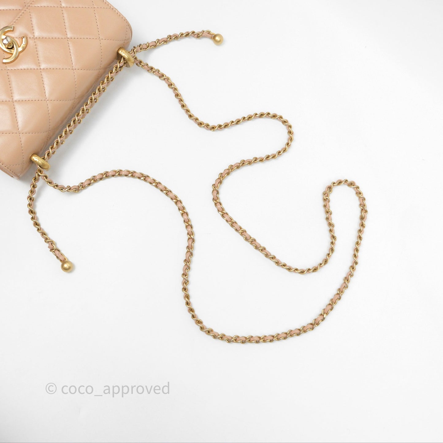 Chanel Quilted Mini Perfect Fit Adjustable Beige Calfskin Gold Hardware