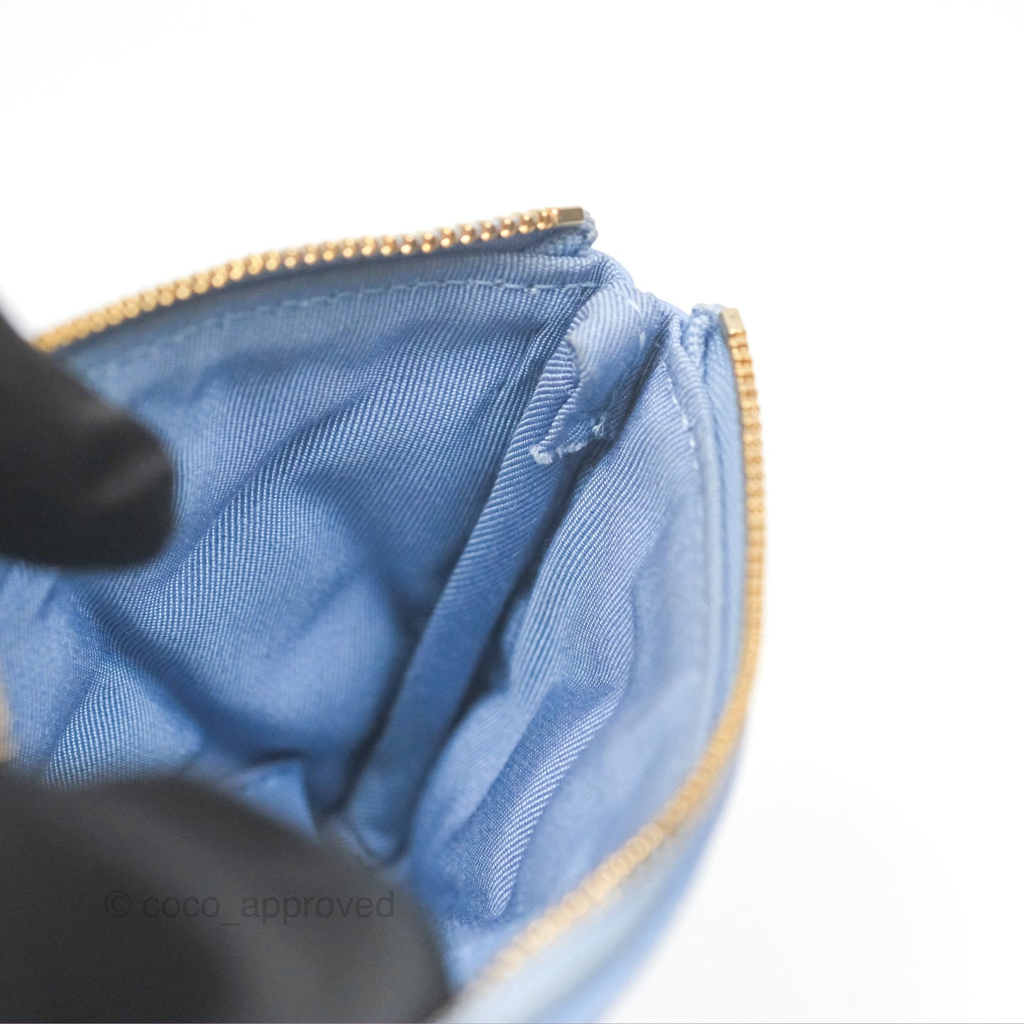 Chanel Quilted Mini O Case Blue Lambskin Gold Hardware