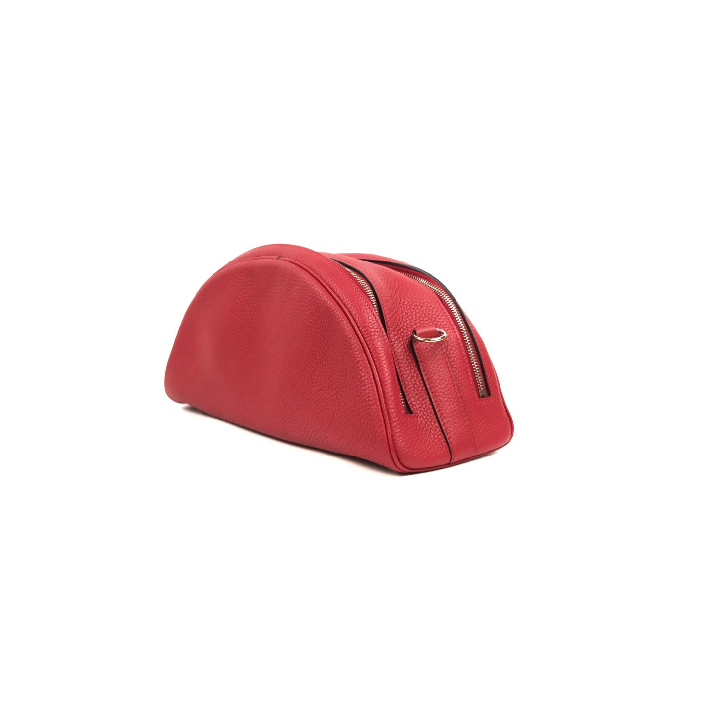 Moynat Swing Bag Red Grained Leather Silver Hardware