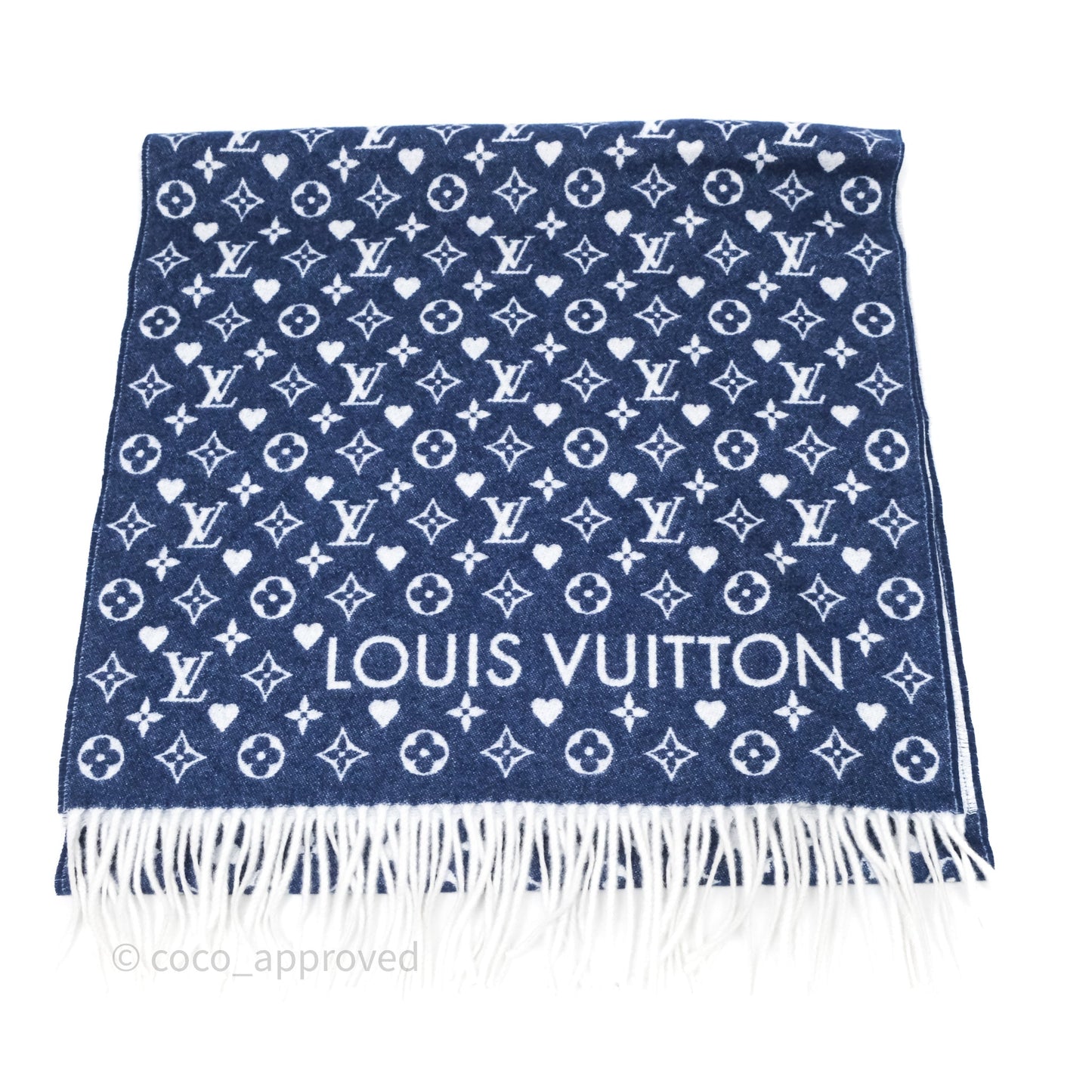 Louis Vuitton Monogram Game On Scarf Wool Blue
