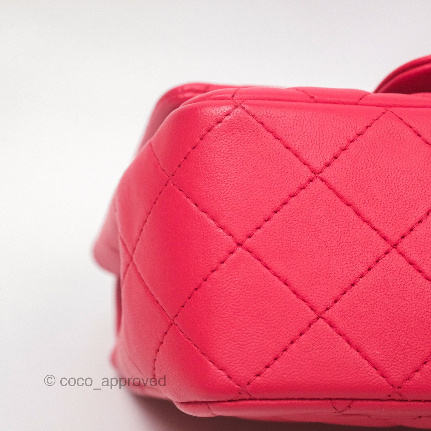 Chanel Mini Square Quilted Red Lambskin Gold Hardware