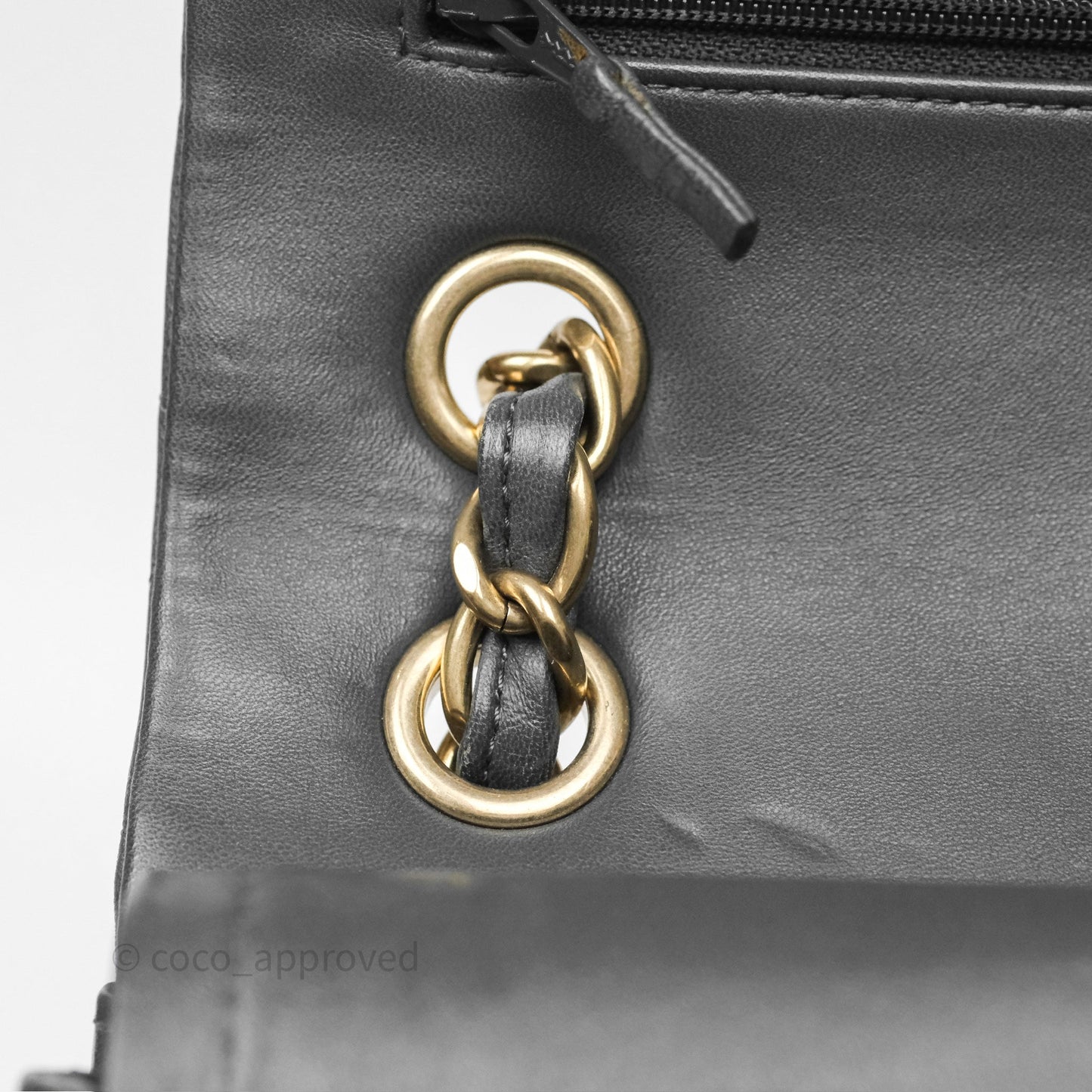 Chanel Jumbo Double Flap Dark Grey Lambskin Brushed Gold Hardware⁣⁣