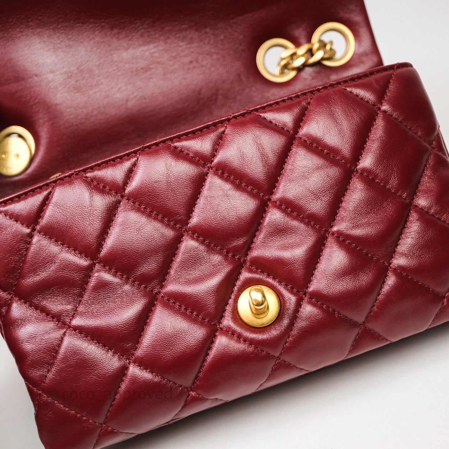 Chanel Small All Slide Adjustable Chain Flap Bag Burgundy Lambskin Aged Gold Hardware