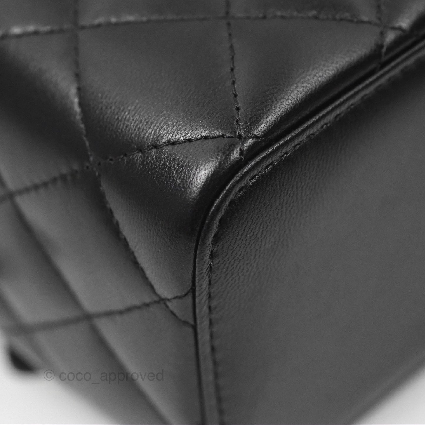Chanel Vanity Rectangular Top Handle Black Lambskin Gold Hardware