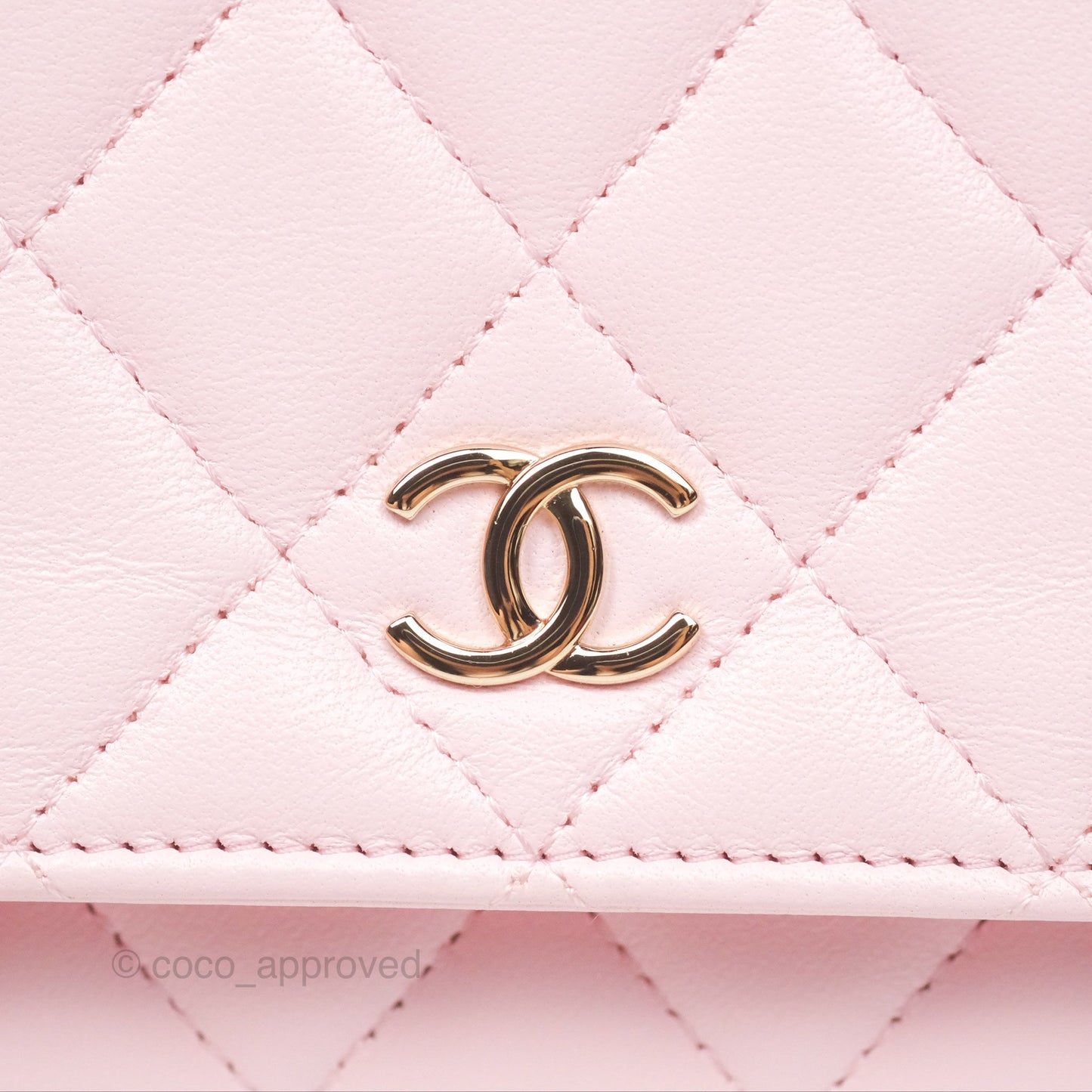 Chanel Wallet On Chain WOC Pearl Chain Iridescent Light Pink Lambskin Gold Hardware