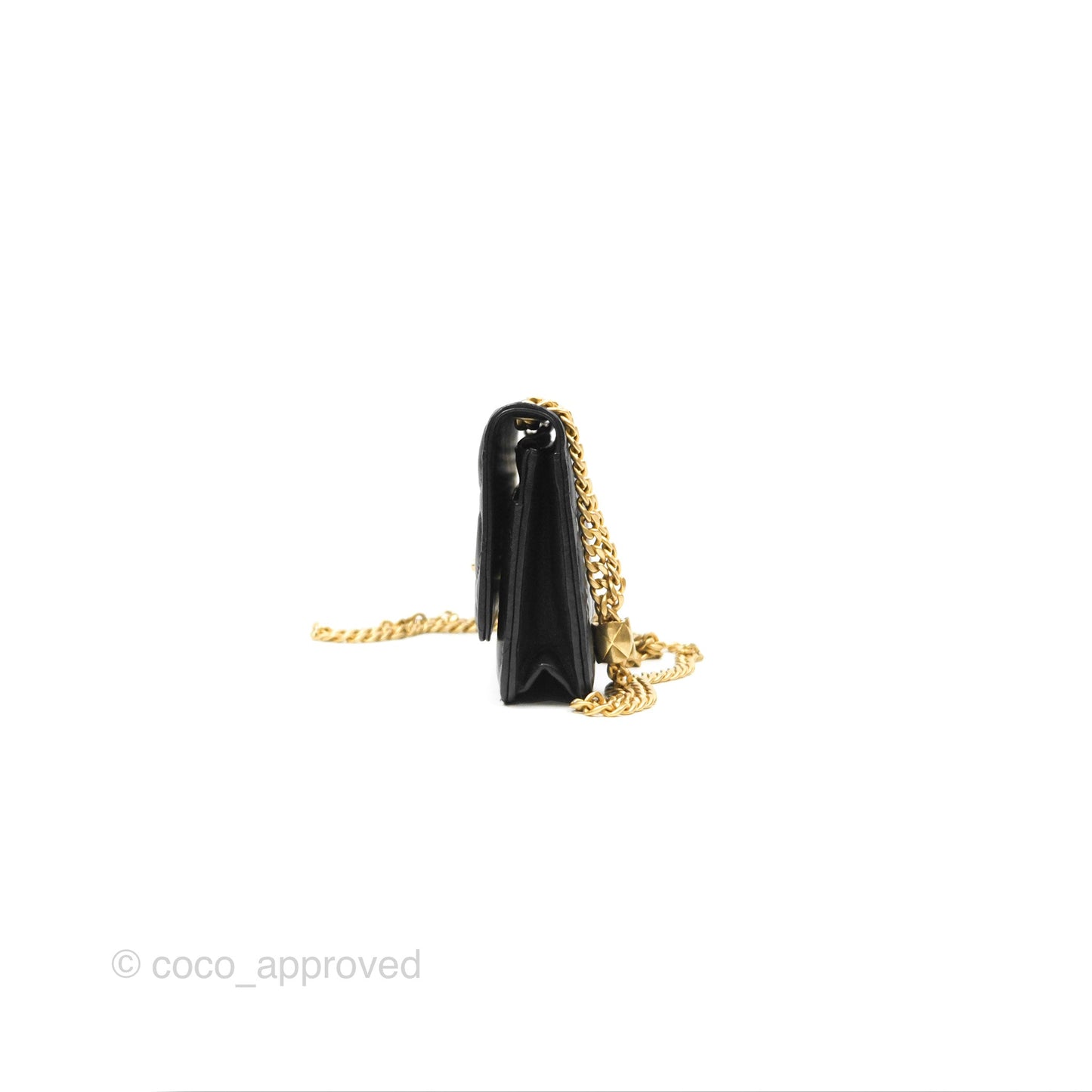 Chanel All Slide Wallet on Chain WOC Adjustable Chain Quilted Black Lambskin 22K