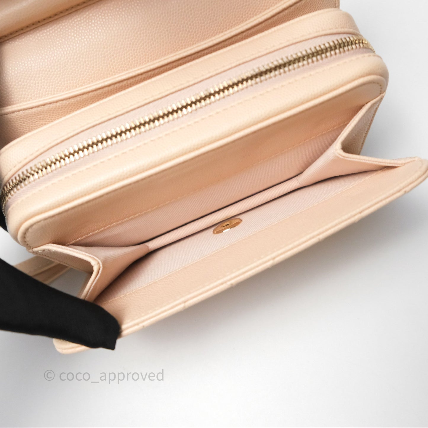 Chanel Quilted Small Like The Wallet Flap Light Beige Pink Caviar Light Gold Hardware 22C