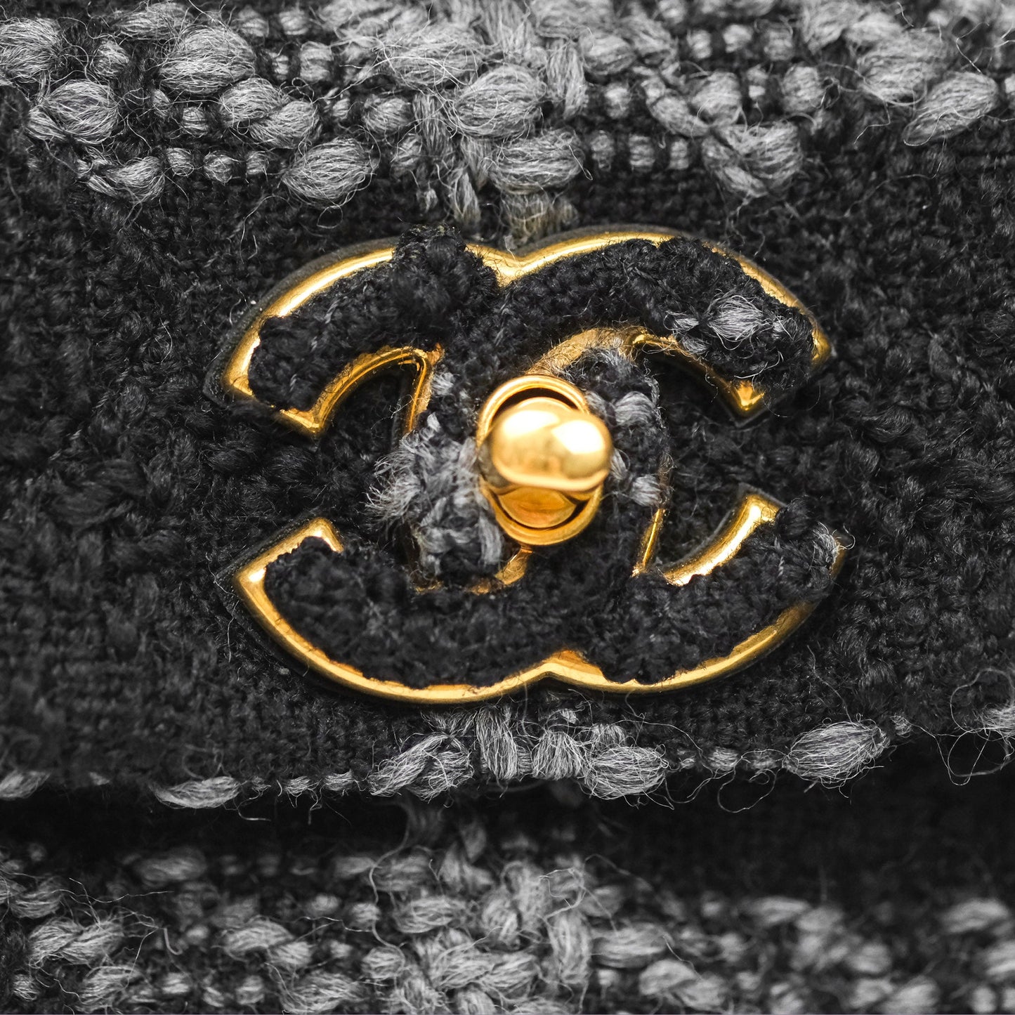Chanel Duma Backpack Black Tweed Aged Gold Hardware 22K