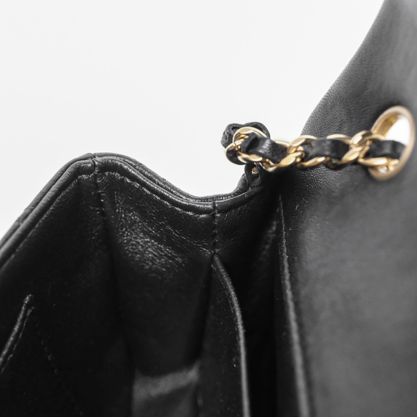 Chanel Quilted Extra Mini Rectangular Flap Black Lambskin Aged Gold Hardware
