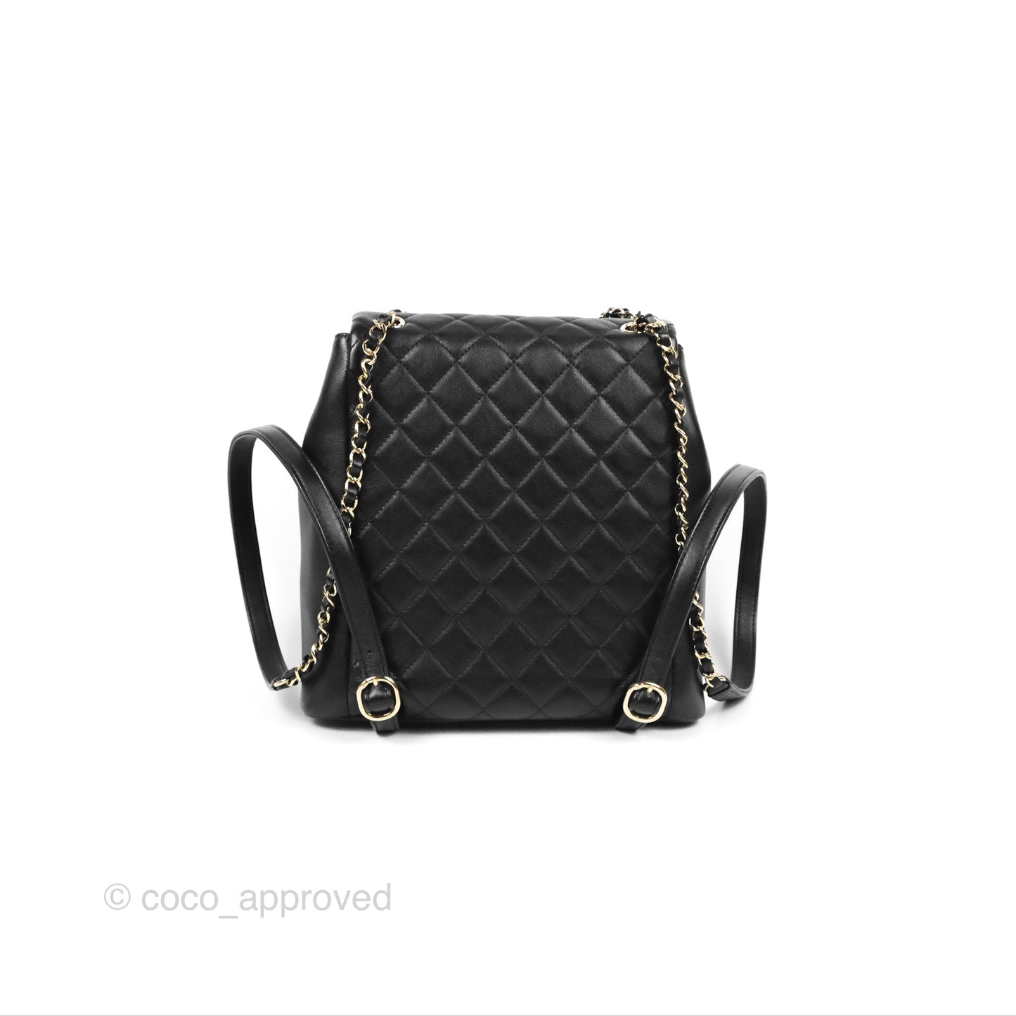 Chanel Duma Backpack Large Black Calfskin Gold Hardware 23P