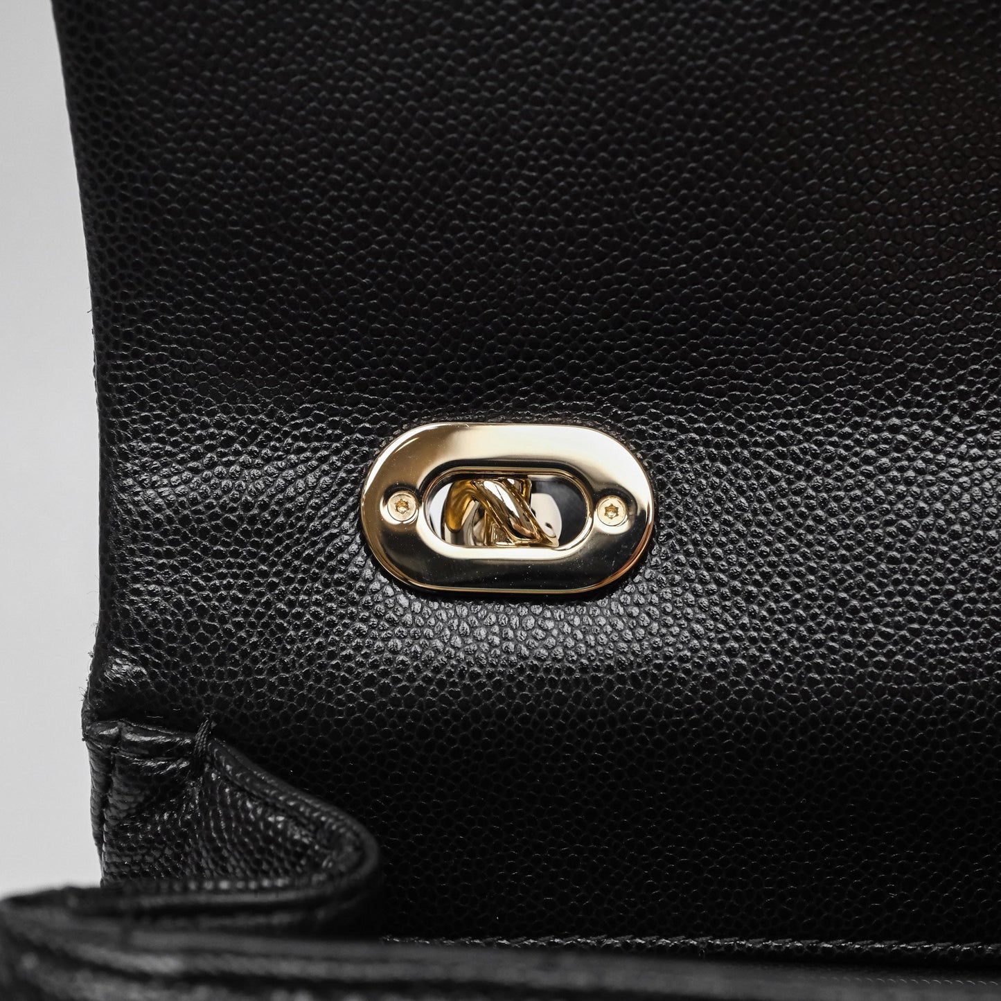 Chanel Quilted Small Top Handle Flap Bag Black Caviar Gold Hardware