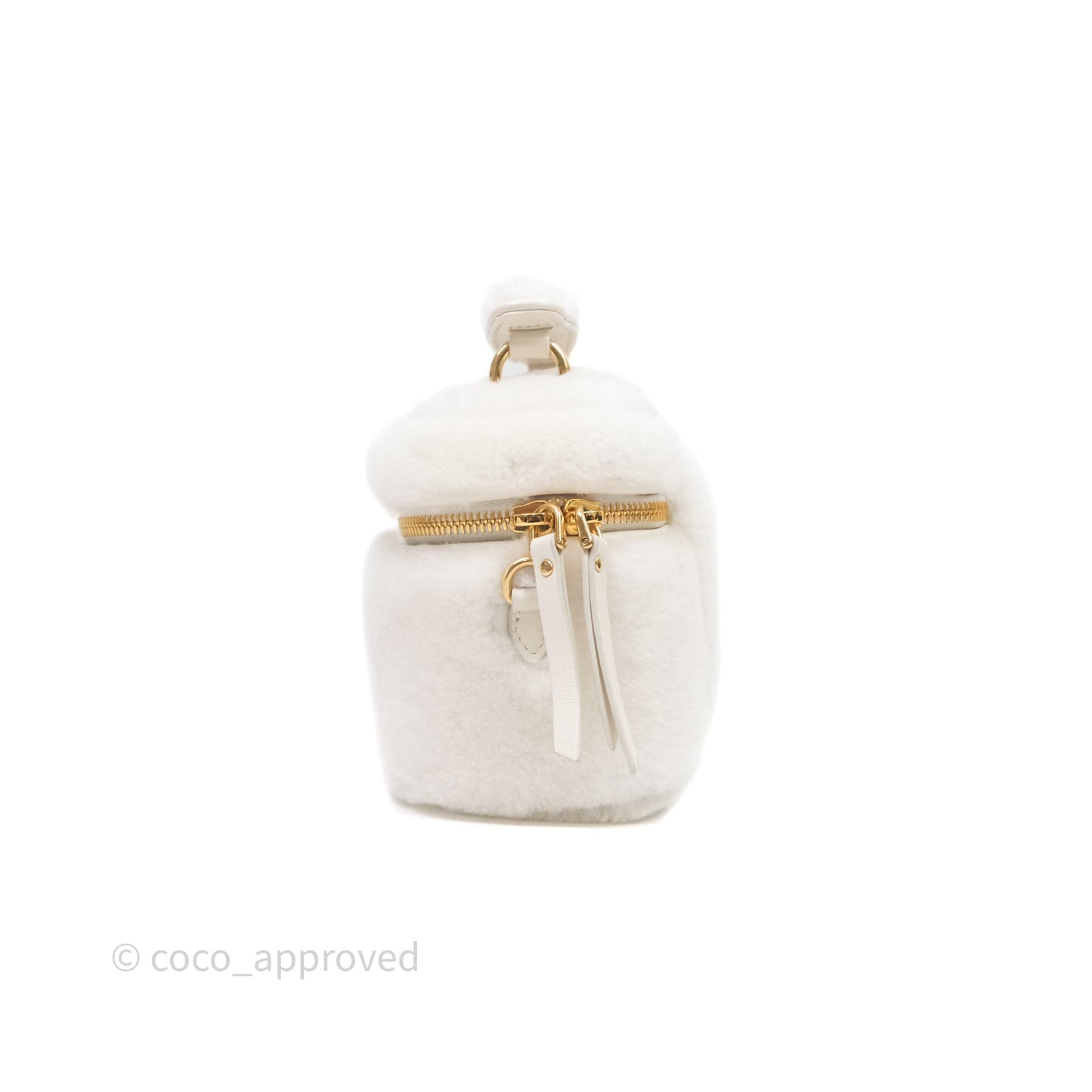Miu Miu Shearling Vanity Case White Gold Hardware