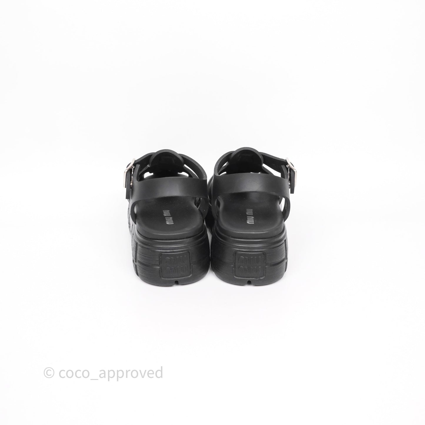 Miu Miu Soft Cage Flatform Sandal Black Size 36