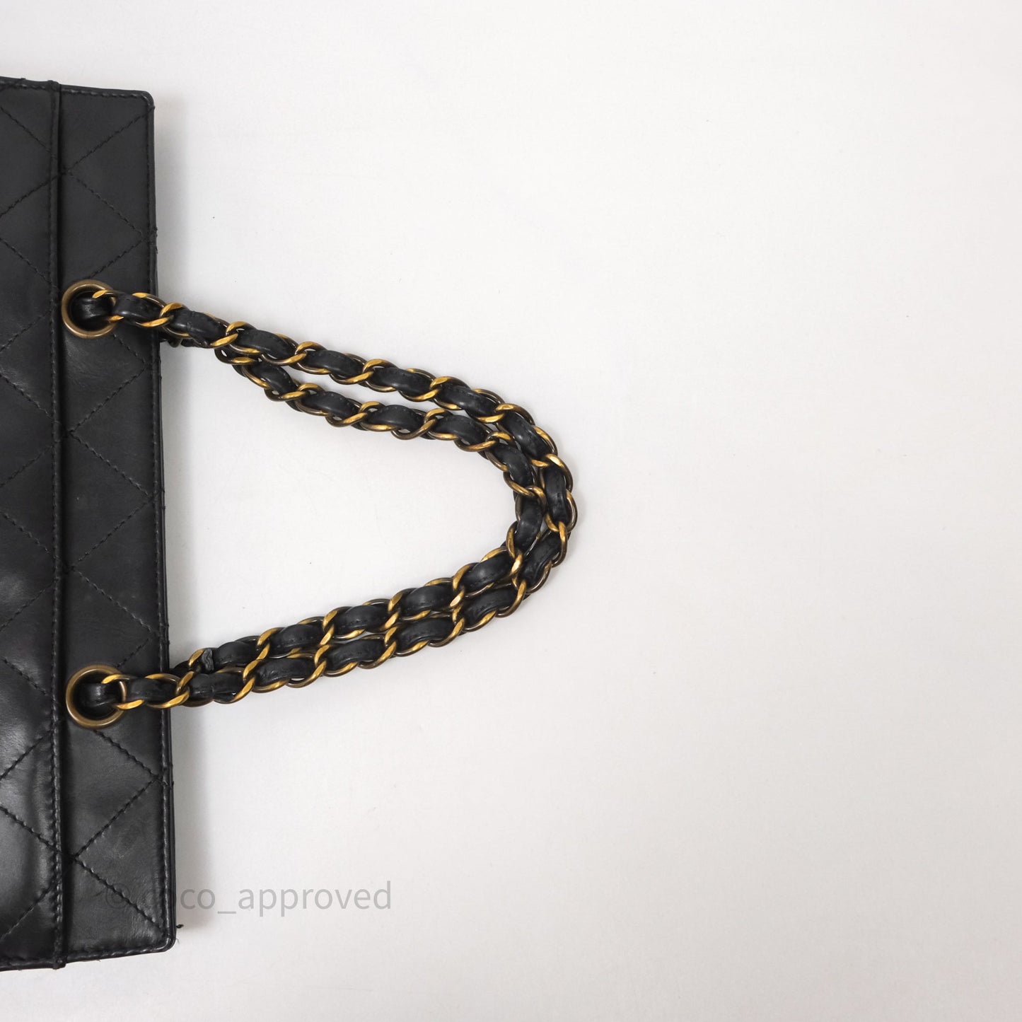 Chanel Vintage Tote Bag Quilted Black Lambskin Antique Gold Hardware