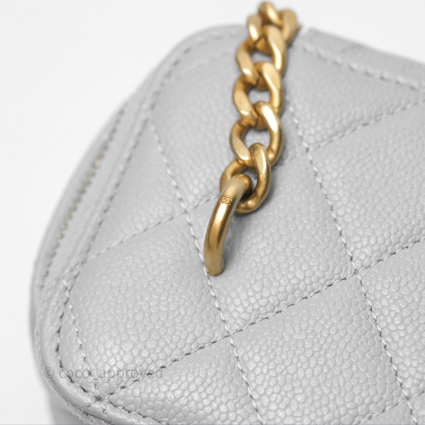 Chanel Vanity with Heart Adjustable Chain Grey Caviar Aged Gold Hardware