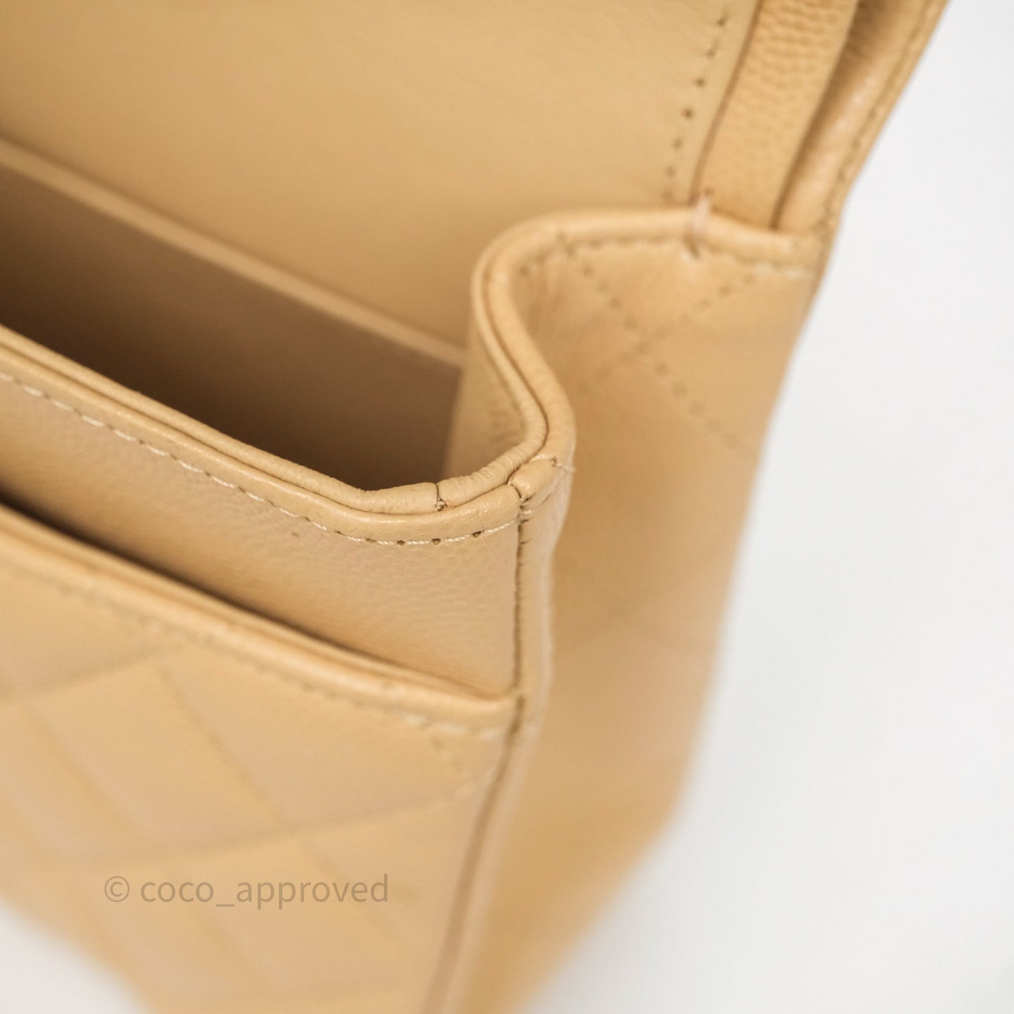 Chanel Classic M/L Medium Flap Quilted Beige Caviar Gold Hardware