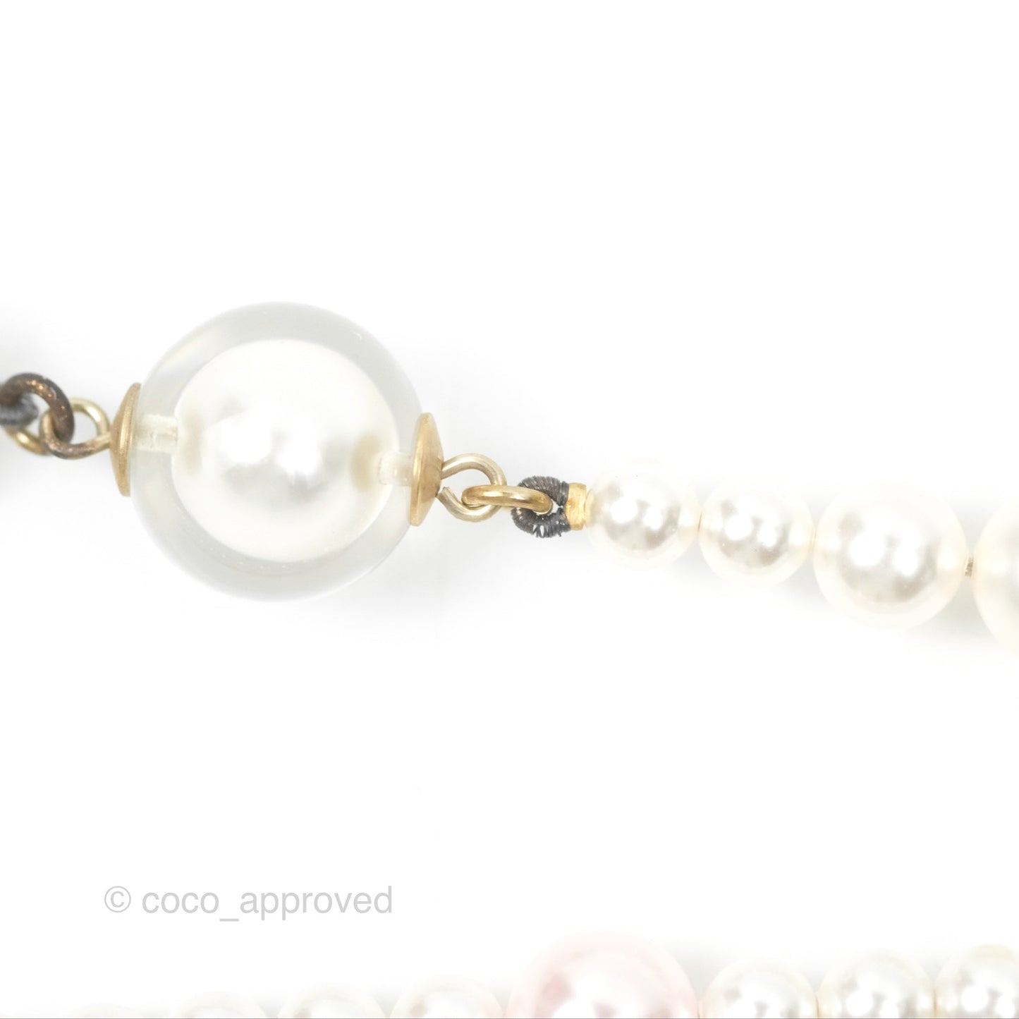 Chanel CC Pearl Double Necklace Gold Tone 17K